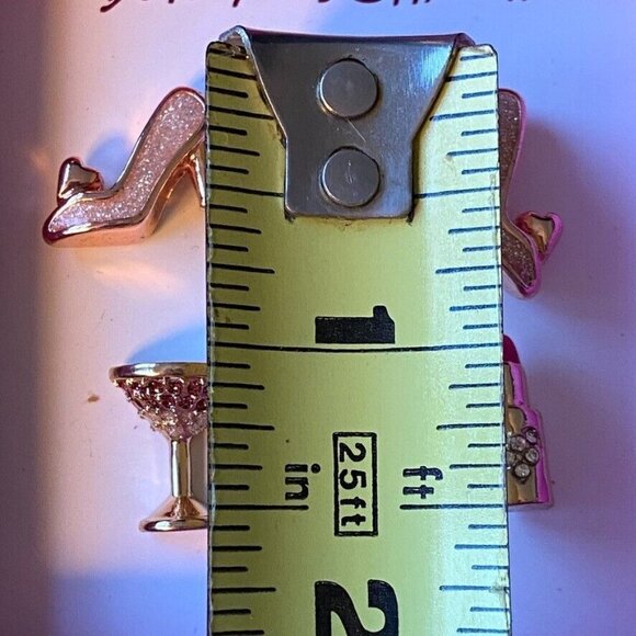 Betsey Johnson High Heels Lipstick Martini Stud Earring Set Crystal Accents NEW - Picture 3 of 9